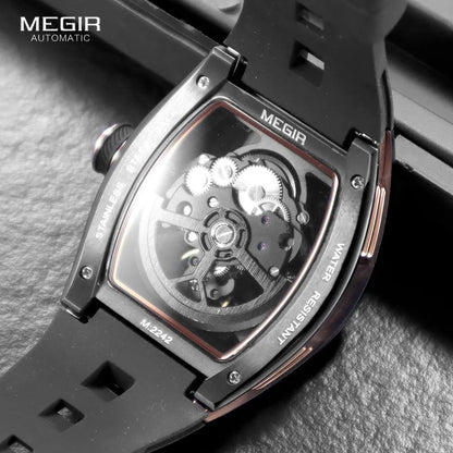 MEGIR 2242 Blue Automatic Men’s Watch Sport Mechanical Skeleton Waterproof