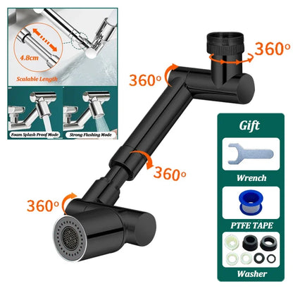 1440°Kitchen Scalable Metal Faucet Aerator Bathroom Tap Splash-proof Bubbler Faucet Filter Nozzle Tap Saving Water Extender