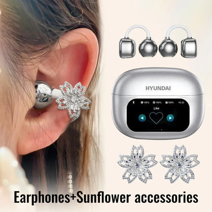 Choice HYUNDAI HY-C02 Nice earrings Earphones Wireless Bluetooth Headphones LED Power Display Mic Stereo Sound Earphones