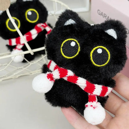 Cute Black Cat Plush Doll Pendant Toy Cartoon Soft Plush Toy Keychain Car Key Backpack Bag Decoration Kawaii Gift For Boys Girls
