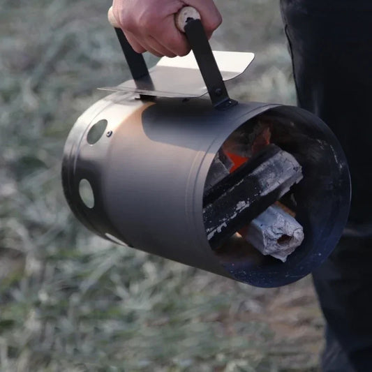 Portable Charcoal Ignition Bucket / Chimney Starter – Stainless Steel Barrel