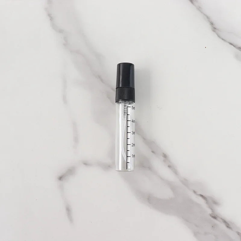 100pcs 5ML/10ML mini glass spray bottle with scale, travel bottle perfume dispenser bottle for scent liquid sample DIY spraying