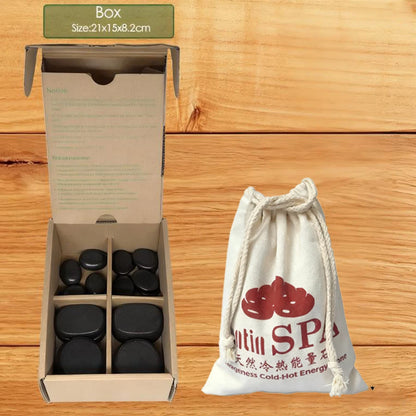 Tontin 20pcs Lava Basalt Massage Stones Set Round Spa Tool Stress Relief Therapy