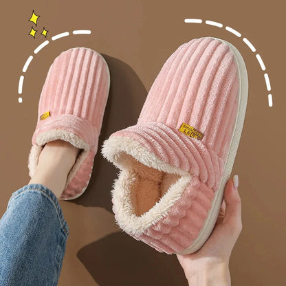 Evshine Soft Sole Slippers For Women Winter Fashion Women Fur Slippers Fuzzy Plush Men Slippers Warm Furry Women Cotton Shoes