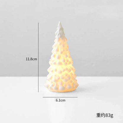 Ceramic luminous mini Christmas tree small desktop home ornaments Christmas gifts small scene layout props