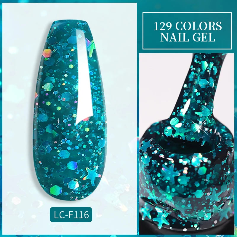 LILYCUTE Glitter Sequins UV Gel Polish – Sparkling Gel Nail Color