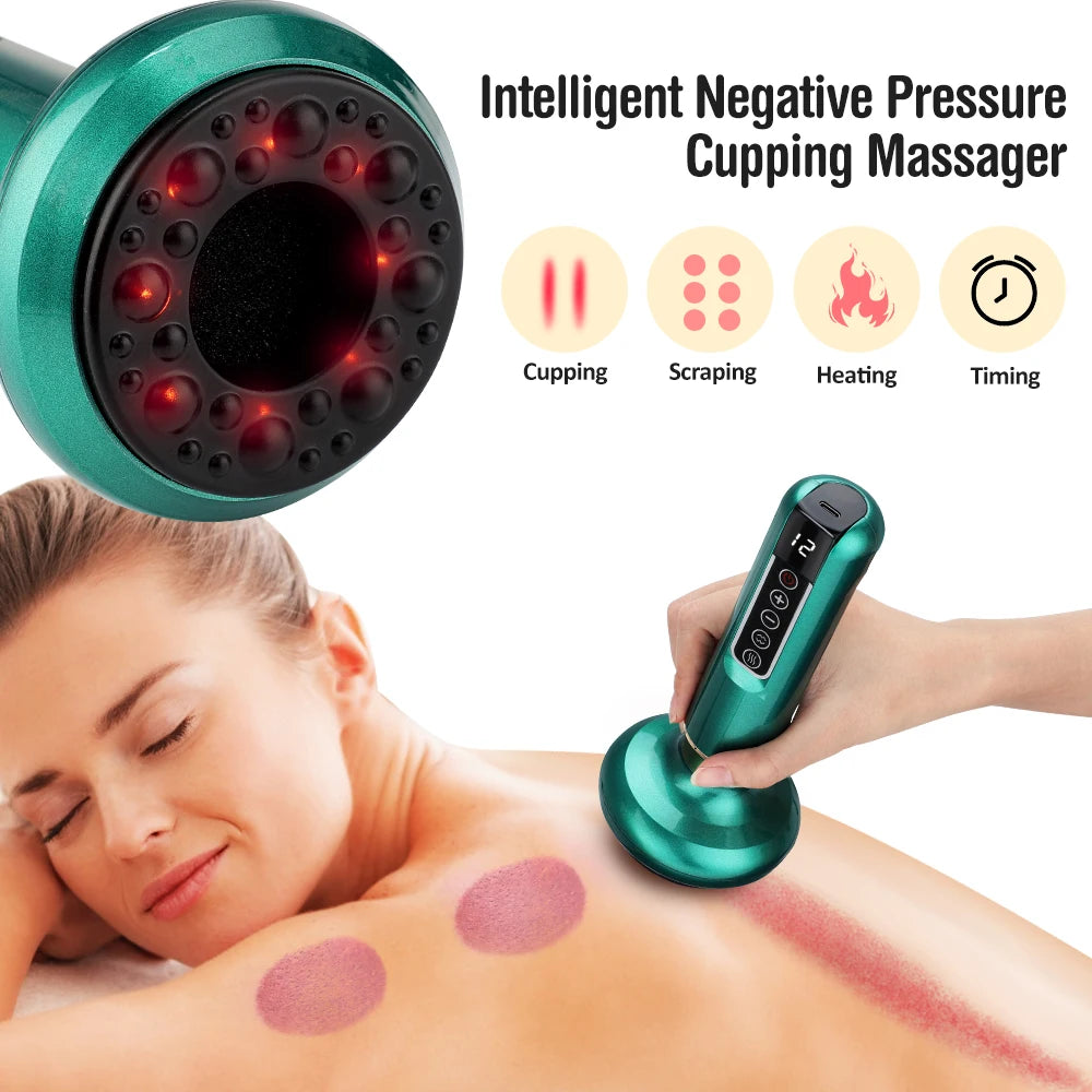 Smart Body Massage Suction Vacuum Cupping Device 6/12 Levels Anti Cellulite Heating Cans Back Guasha Scarping Chinese Meridian
