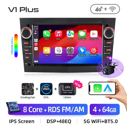 Junsun 4G Wireless CarPlay for Apple Android Auto Car Radio for Opel Astra Vectra Vauxhall Antara Zafira Corsa Vivaro Meriva RDS