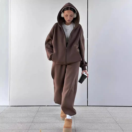 Women Tracksuit Pant Sets Long Sleeve Sweatshirts Solid Hooies Pencil Trousers Ankle Length Pants Pockets Casual 2025 Slim