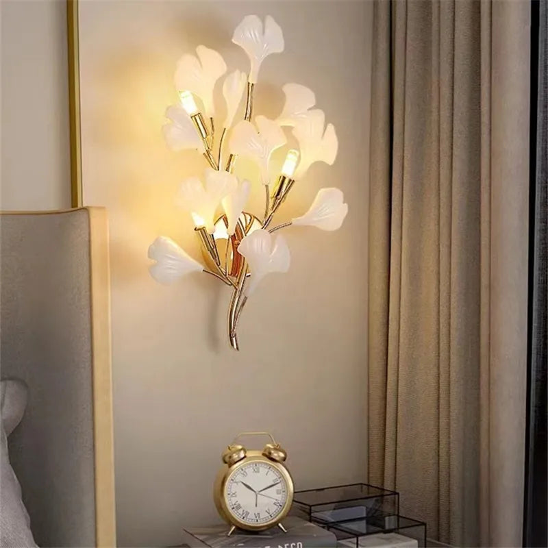 Tree branch chandelier Ceramic Ginkgo Leaves lamp luxury designer Living Room Bedroom Art Lobby Decoration restaurant bar lights