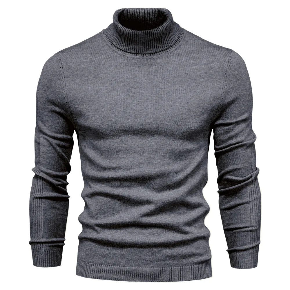 2021 New Winter Men Turtleneck Sweater Casual Solid Color Warm Pullover High Quality Slim High Neck Long Sleeve Sweater Men