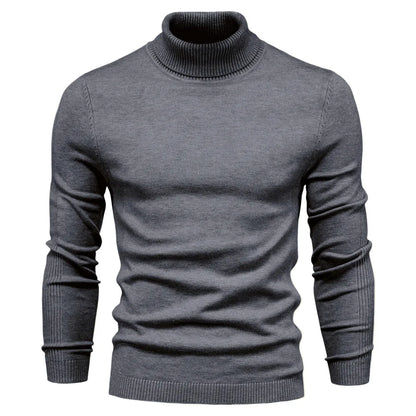 2021 New Winter Men Turtleneck Sweater Casual Solid Color Warm Pullover High Quality Slim High Neck Long Sleeve Sweater Men