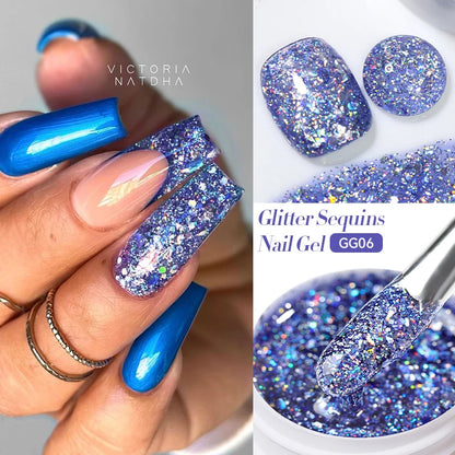 LILYCUTE 7ml Glitter Gel Nail Polish – Shimmering Sequins for Sparkling Manicures