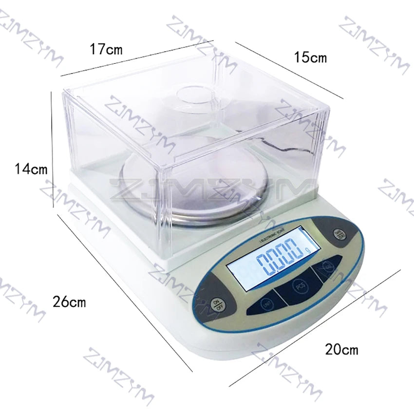 500g x 0.001g Electronic Balance Scale with Windshield High Precision Lab Solid Analytical Digital Precision Balance Scale