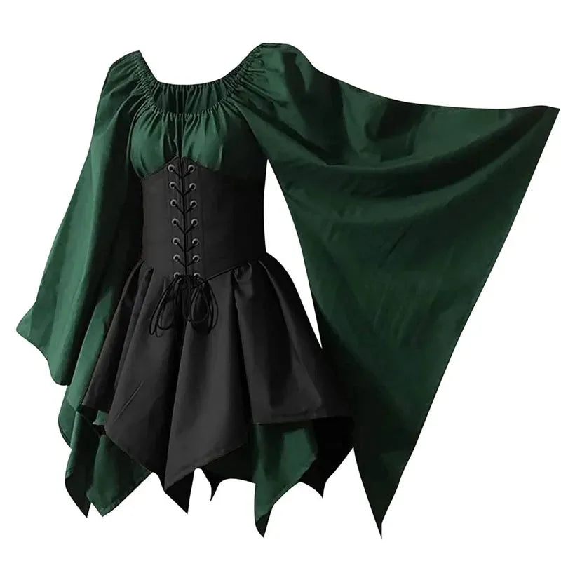 Medieval Costume Women Renaissance Medieval Dress Fairy Elf Traditional Irish Viking Costume Elf Ear for Halloween Party