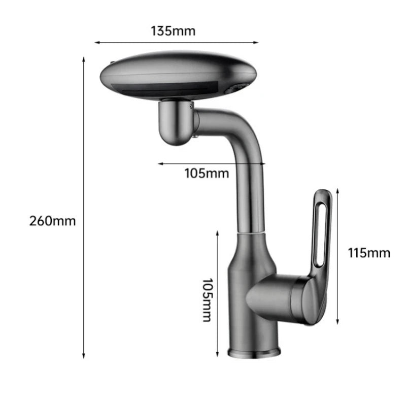 Multi-Mode 360° Rotating Waterfall Faucet – Stylish Bathroom Basin Mixer Tap