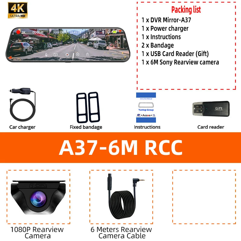 Yangood VisionX Pro – 2.5K Smart Dashcam Mirror with GPS, Wi-Fi & Night Vision