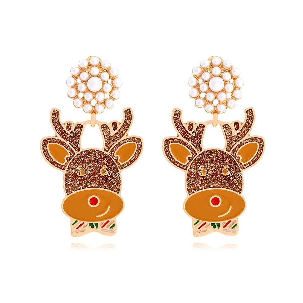 Christmas Jewelry Rhinestones Elk Earrings Christmas tree Drop Earrings for Woman Xmas Accessories Ear Studs Gifts