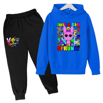 Sprunki Kids Clothes Hoodie+pants Age 2-12 Boy Girl Incredibox Anime Figures Sweatshirt Spring Autumn Pullover for Children Sets