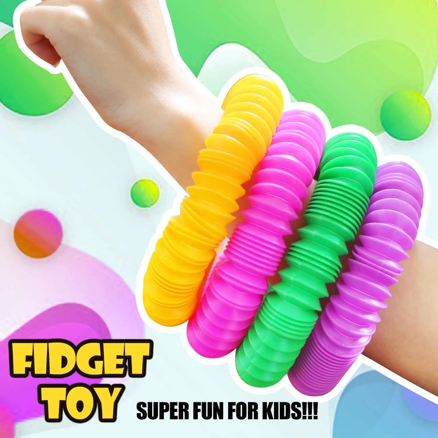 4 Pack Pop Tube Sensory Fidget Toy 4pcs Random Colorful Heavy-Duty  for Construction Educational Toys for Stress Autism ADHD