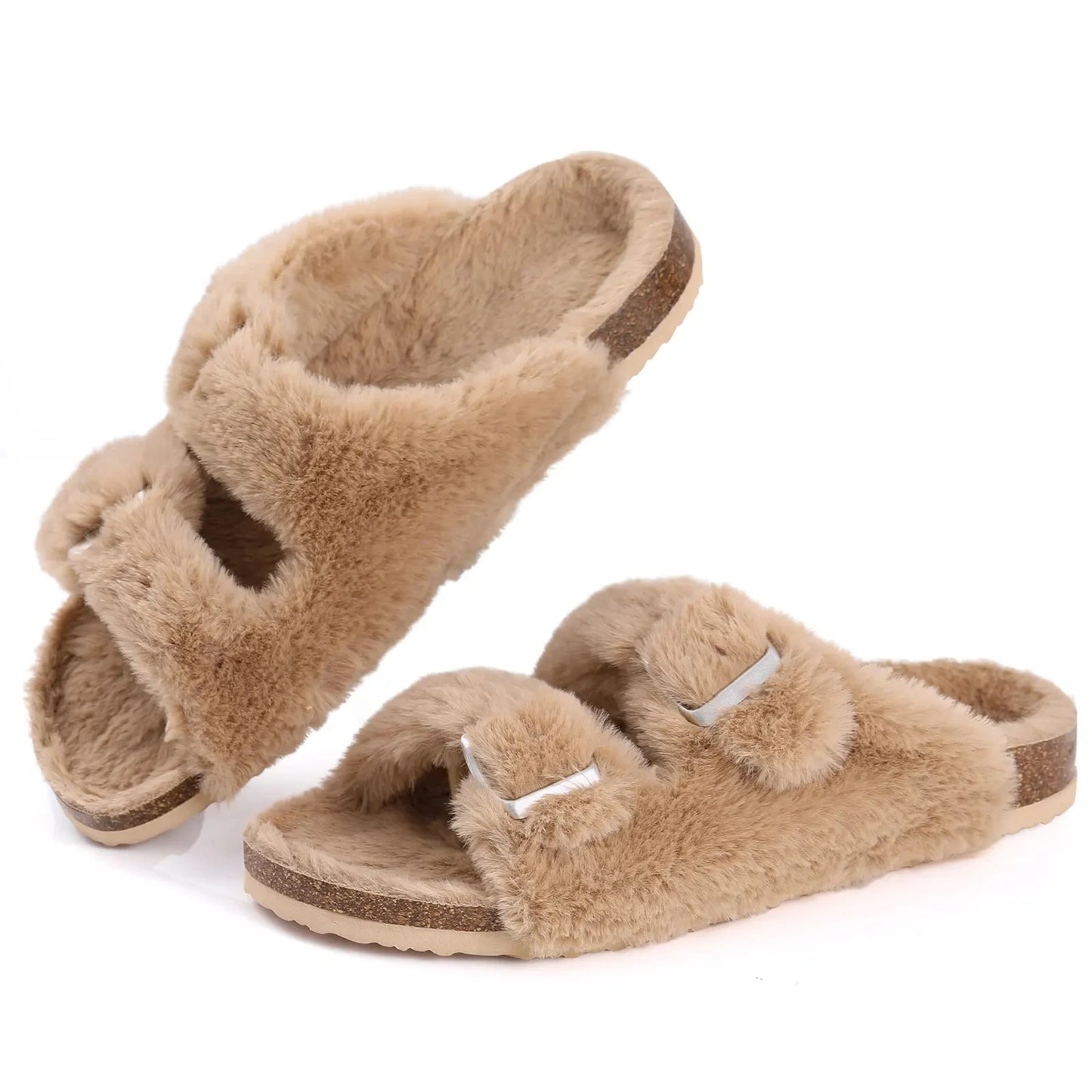 Bebealy Fashion Suede Clogs Slippers Women Clogs Slippers Cork Footbed Women Mules Nonslip Beach Sandals With Arch Support Slide
