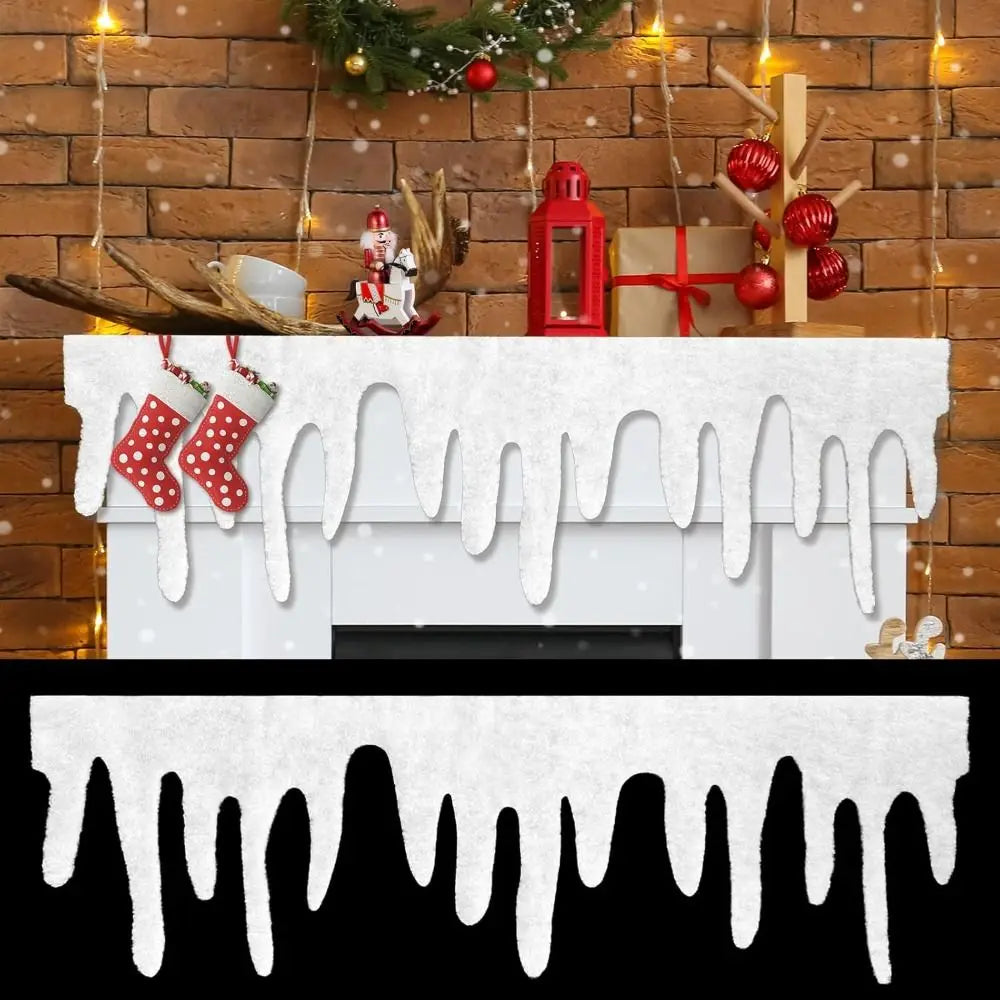 1pc 120x36cm Christmas Fake Snow Blanket Icicle Snow Fireplace Blanket Roll Snow Blanket Village Fluffy Icicle Snow Table Runner