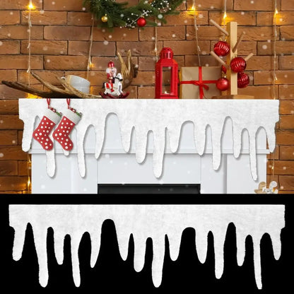 1pc 120x36cm Christmas Fake Snow Blanket Icicle Snow Fireplace Blanket Roll Snow Blanket Village Fluffy Icicle Snow Table Runner