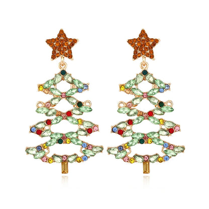 Christmas Jewelry Rhinestones Elk Earrings Christmas tree Drop Earrings for Woman Xmas Accessories Ear Studs Gifts