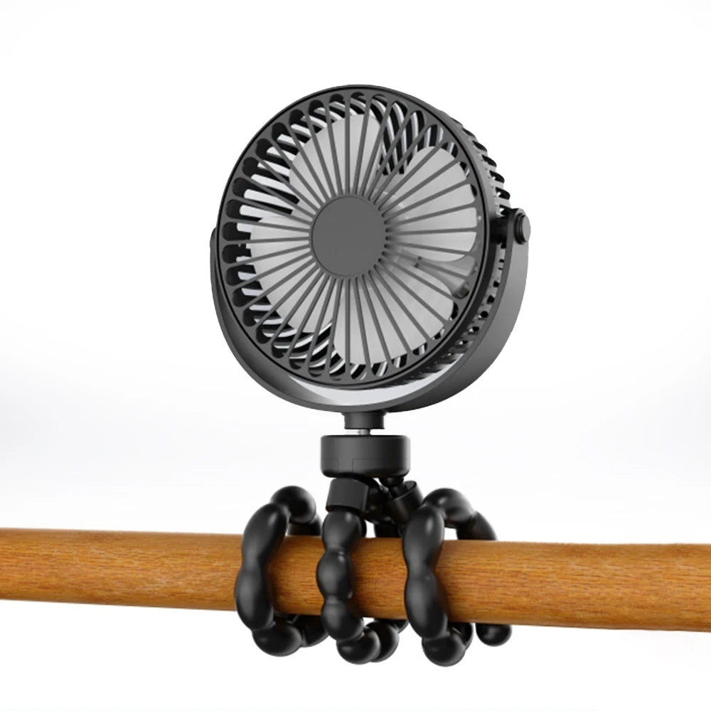 Portable Mini Stroller Fan with Flexible Tripod Small Handheld Rechargeable Clip On for Car Seat Crib Treadmill Travel Camping