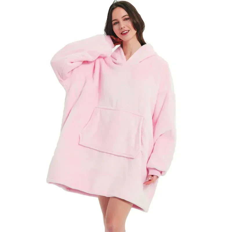 Winter Oversized Hoodie Blanket | Fleece TV Wearable Blanket with Sleeves