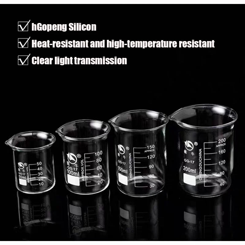 50ML/100ML/250ML/500ML High Borosilicate Glass Measuring Cup Clear Scale Cup Laboratory Beaker Kitchen Baking Measuring Cup