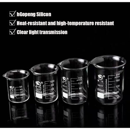50ML/100ML/250ML/500ML High Borosilicate Glass Measuring Cup Clear Scale Cup Laboratory Beaker Kitchen Baking Measuring Cup