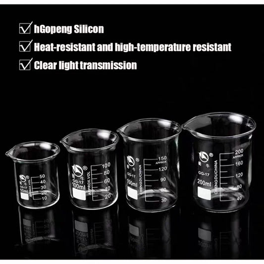 50ML/100ML/250ML/500ML High Borosilicate Glass Measuring Cup Clear Scale Cup Laboratory Beaker Kitchen Baking Measuring Cup