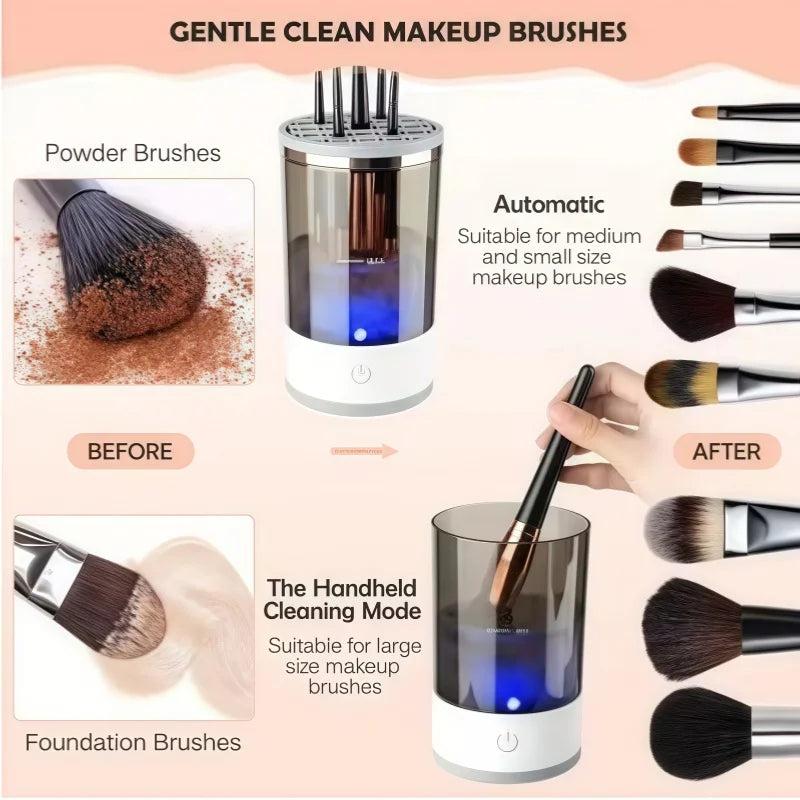 USB Electric Makeup Brush Cleaner Portable 3 In 1 Makeup Brushes Cleaner Drying Rack Lazy Cleaning Brush Washer Quick Dry Tool