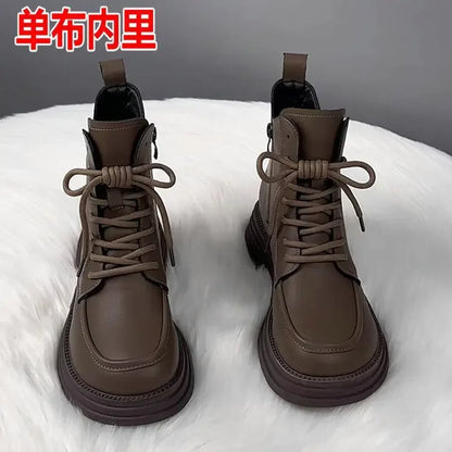 Winter Women's Boots Plush New Platform Warm Short Boots Flat Bottom Comfortable Outdoor Lace Up Ankle Boots Fashion Shoes 2025