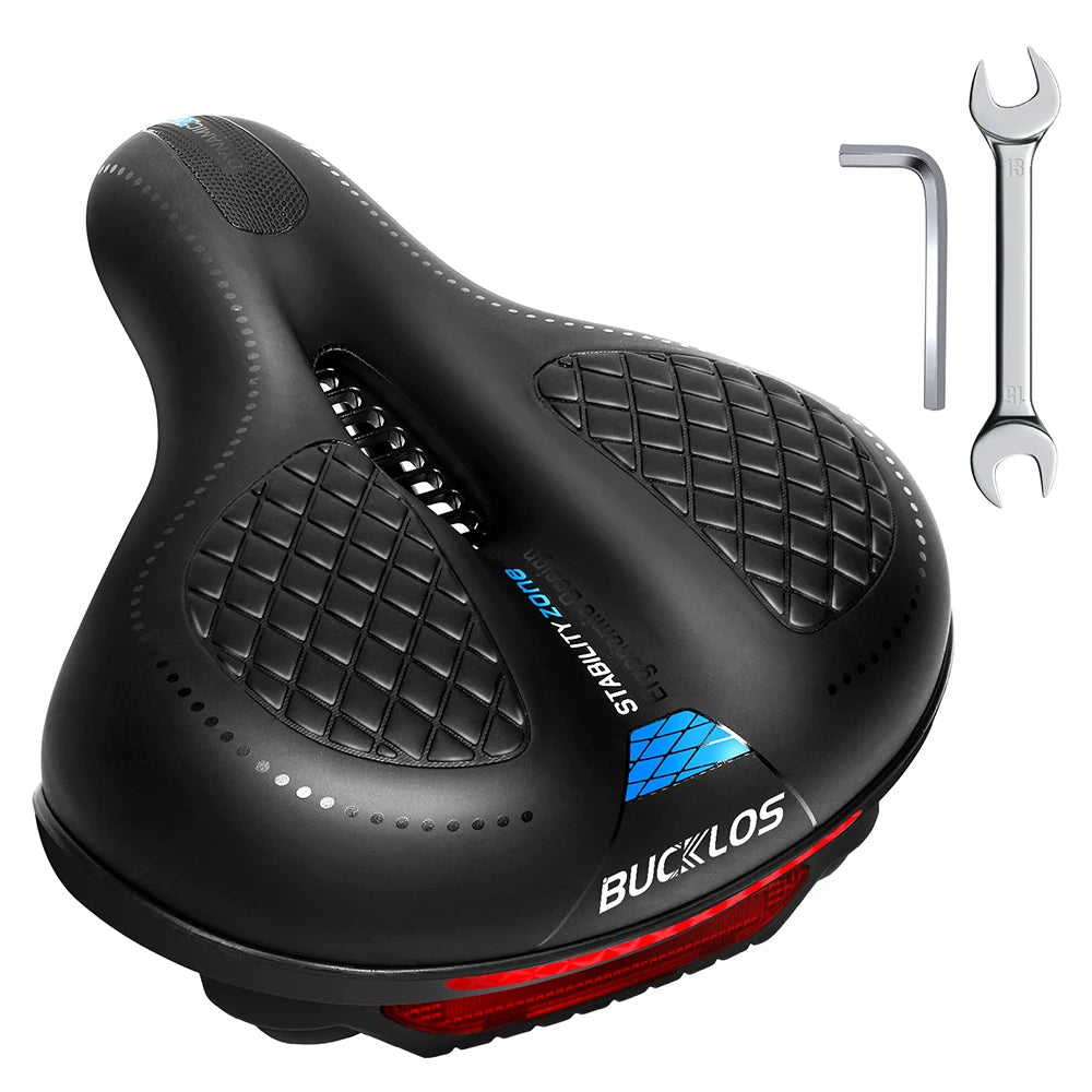 BUCKLOS Bike Saddle with Light Widen Big Pad Bicycle Seat Cushion Comfortable Ergonimic MTB Road Bike Chair Hollow Design Seat