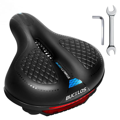BUCKLOS Bike Saddle with Light Widen Big Pad Bicycle Seat Cushion Comfortable Ergonimic MTB Road Bike Chair Hollow Design Seat