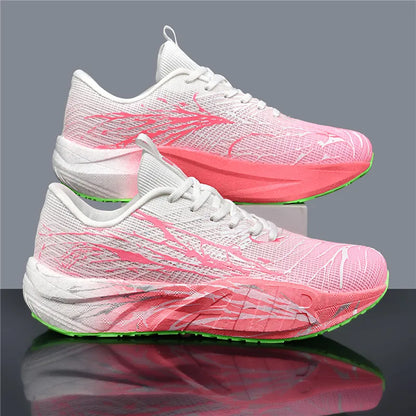 Men Sports Running Black Jogging Shoes Casual Sneakers Green Outdoor Breathable Mesh Women Light Shock-absorption White Tennis