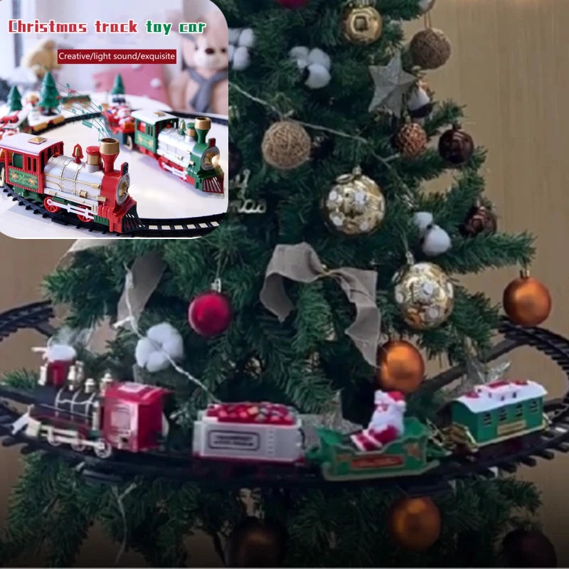 Christmas Train Christmas Tree Home Decoration2025 Ornaments Track Small Train Music Santa Claus Train Set Children Gift Xmas