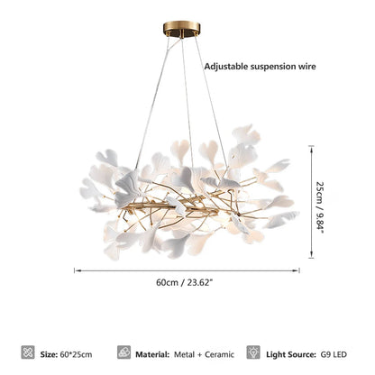 Tree branch chandelier Ceramic Ginkgo Leaves lamp luxury designer Living Room Bedroom Art Lobby Decoration restaurant bar lights