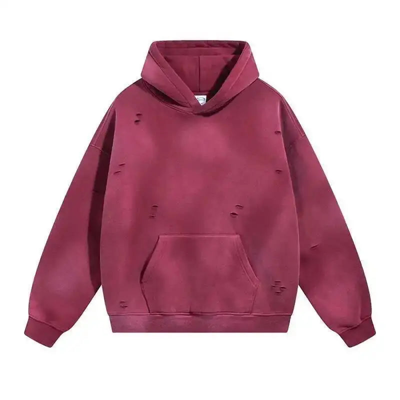 IEFB Washed Male Set Sweatshirt Sweatpants Splash-ink White Spray Dye Velvet Hoodies Autumn Spring New Trendy Male Wear 9W125