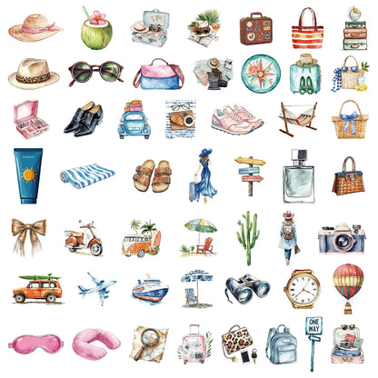 10/30/50/100pcs Retro Art Watercolor Travel Graffiti Stickers Aesthetic Decals Laptop Phone Diary Scrapbook Decoration Sticker