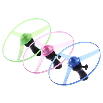 1PC LED Luminous Flying Disc Launcher Portable Handheld Pull String Flying Saucer Outdoor Sports Games for Kids Birthday Gifts