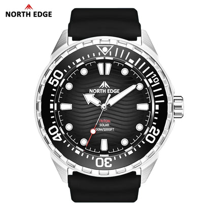 NORTH EDGE TRITON Solar Diving Watch Men 316L Stainless Steel 300M Waterproof