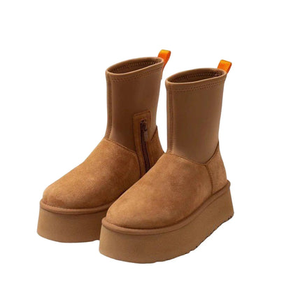 Brown Shoes for Women Black Round Toe Chunky Sock Suede Womens Snow Boots Platform Boot Female Gothic Sale Chic and Elegant Hot