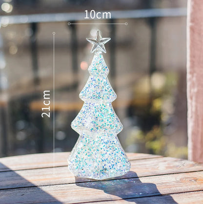 Christmas Tree Glass Night Light for Home Xmas Romantic Holiday Atmosphere Arbol De Navidad Ornaments LED Luminous Decoration