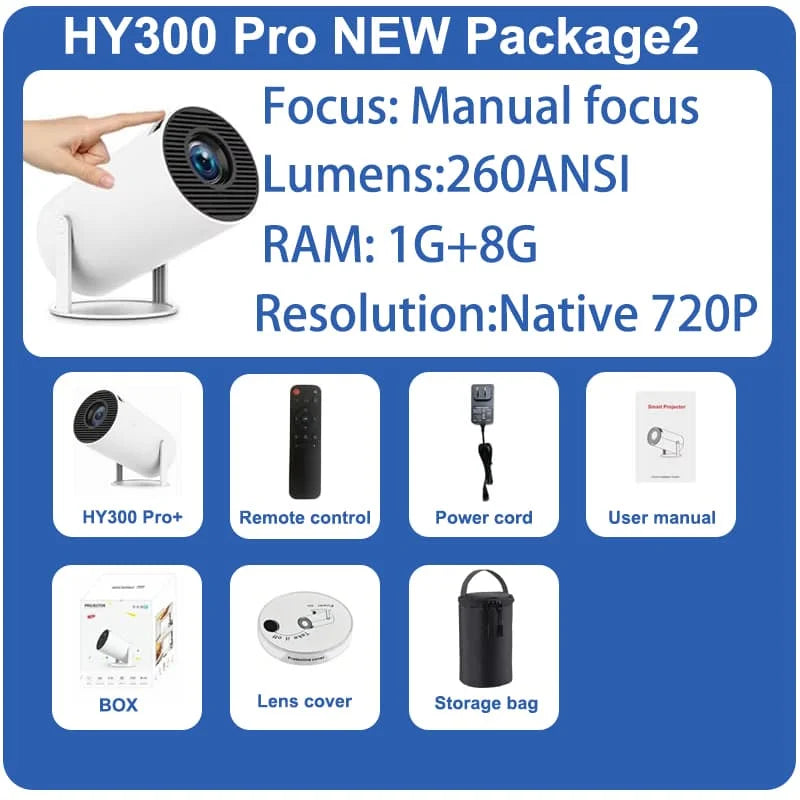 DITONG HY300 Plus Projector Android 4K 1280*720P Dual Wifi 300ANSI Video Cinema Outdoor Portable  home hd led HY300 Pro Projetor