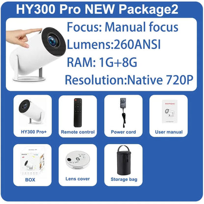 DITONG HY300 Plus Projector Android 4K 1280*720P Dual Wifi 300ANSI Video Cinema Outdoor Portable  home hd led HY300 Pro Projetor