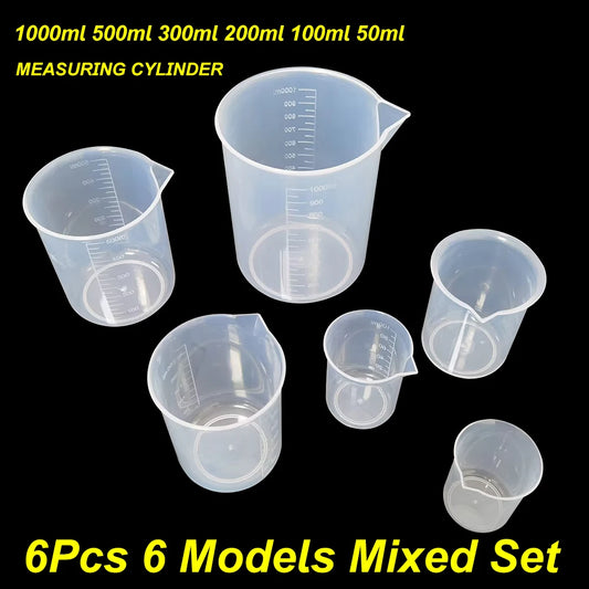Measuring cylinder 6Pcs Set Student school teaching equipment Laboratory measuring cylinder 1000ml 500ml 300ml 200ml 100ml 50ml