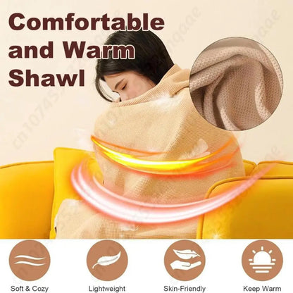 Electric USB Heated Blanket Hoodie | Portable Shawl Wrap with 3 Heat Levels
